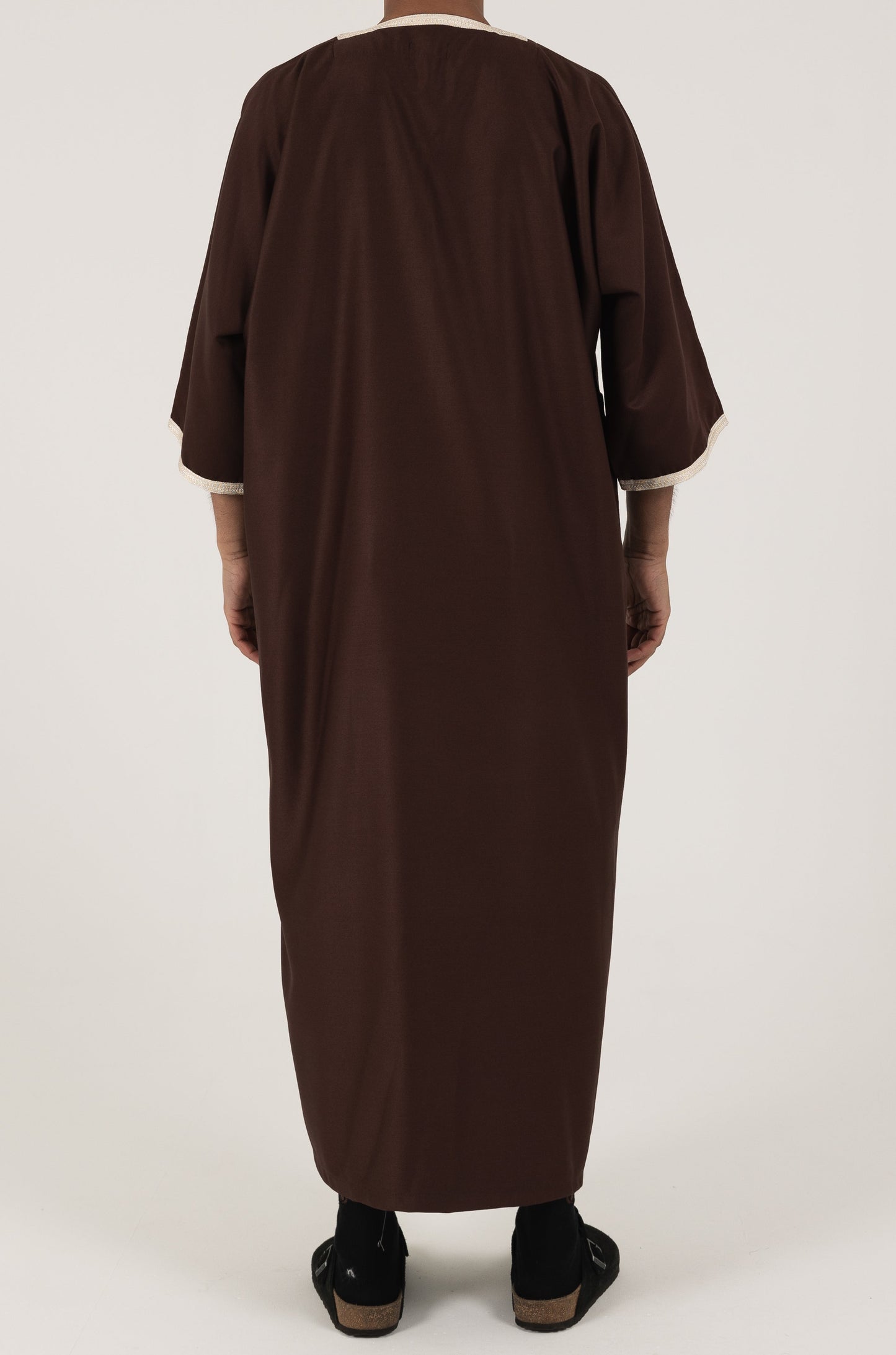 Premium Chocolate thobe with Cream embroidery